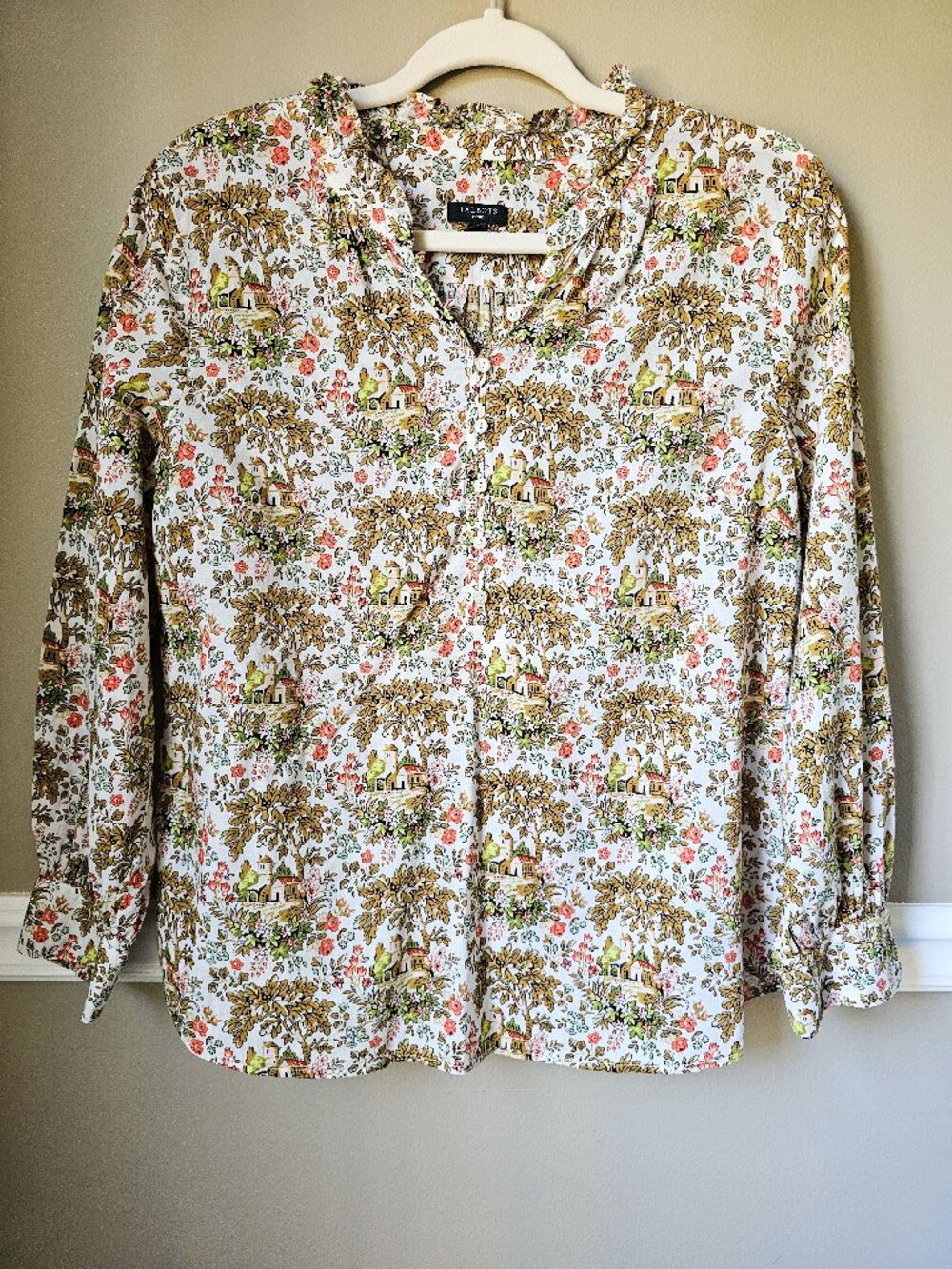 Talbots Cream Floral Cottage Print Button-Down Shirt